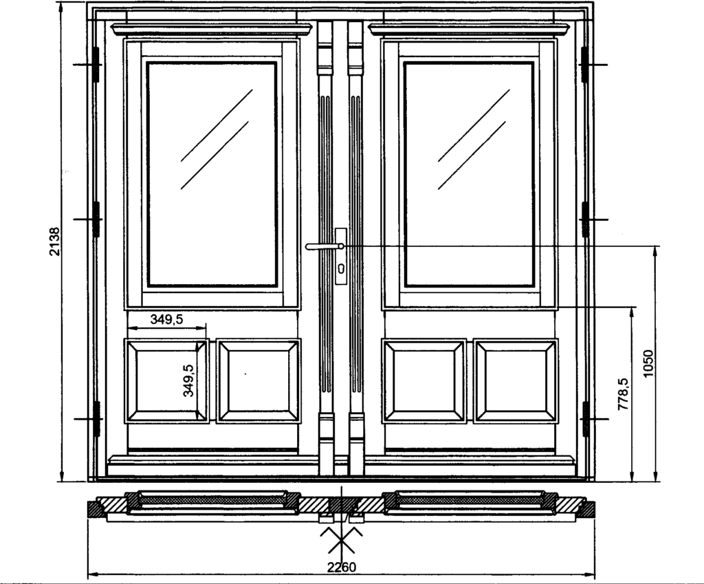 Das Bild zeigt eine Konstruktionszeichnung eines Tores, dass die Tischlerei Johannßen 2024 erstellt.